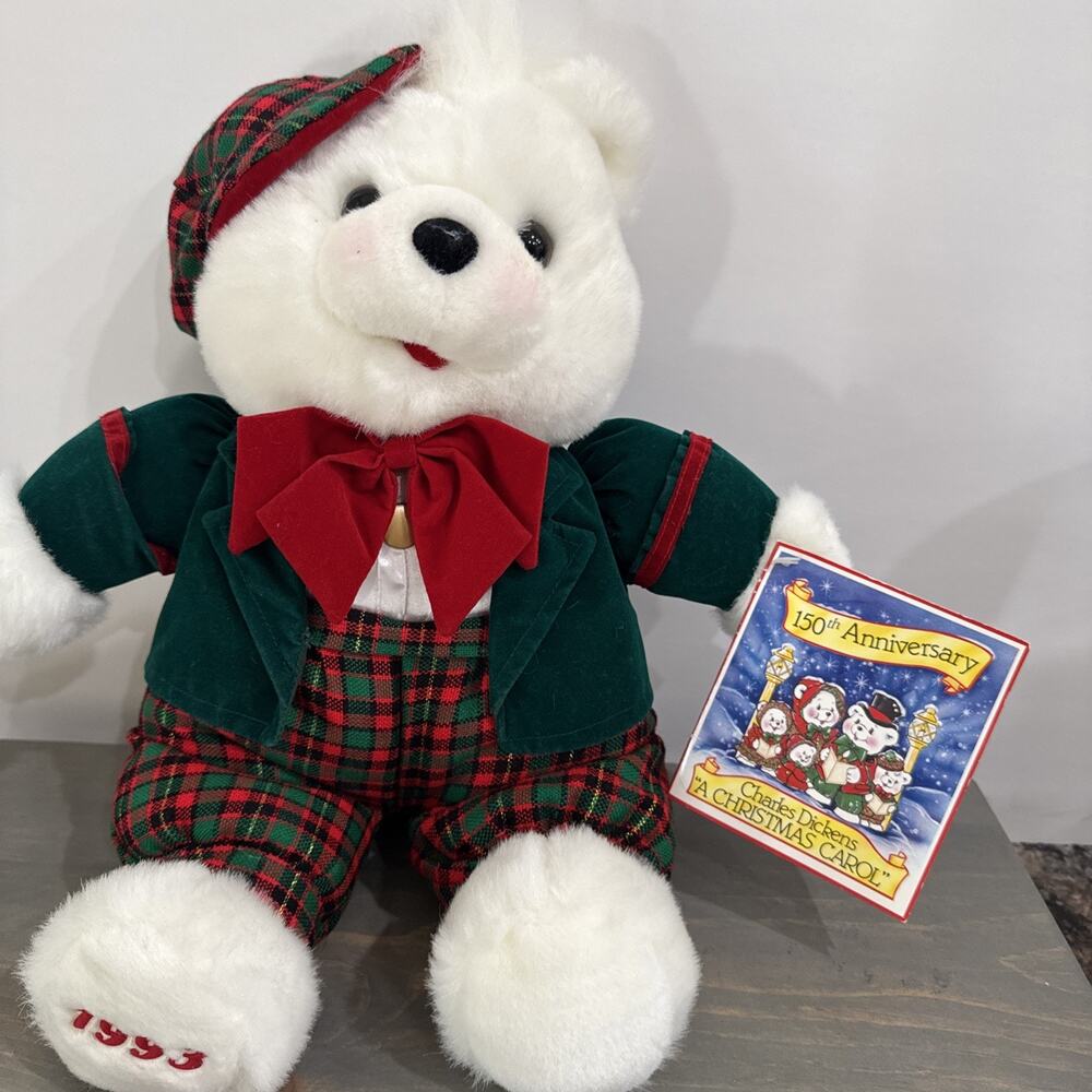 1993 Vintage White Plush Christmas K-Mart Teddy Bear 150th Anniversary NWT Rare
